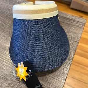NWT Lucky 7 Women's Paper Braid Visor Navy/Tan/Ceam